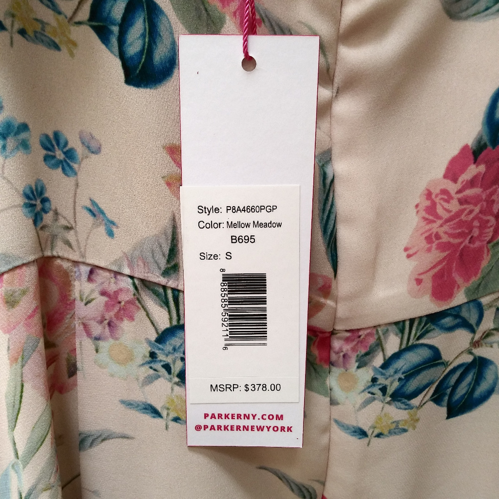 Parker Patterned Ruffled Hi-Lo Dress Mellow, Sz S - Picture 6 of 8